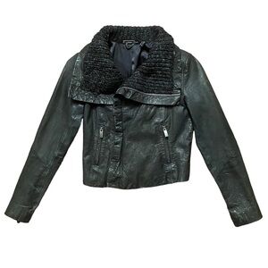 Line gunmetal olive lamb skin biker jacket size XS